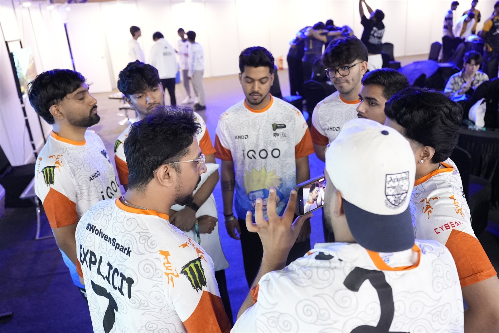 Team huddle before match